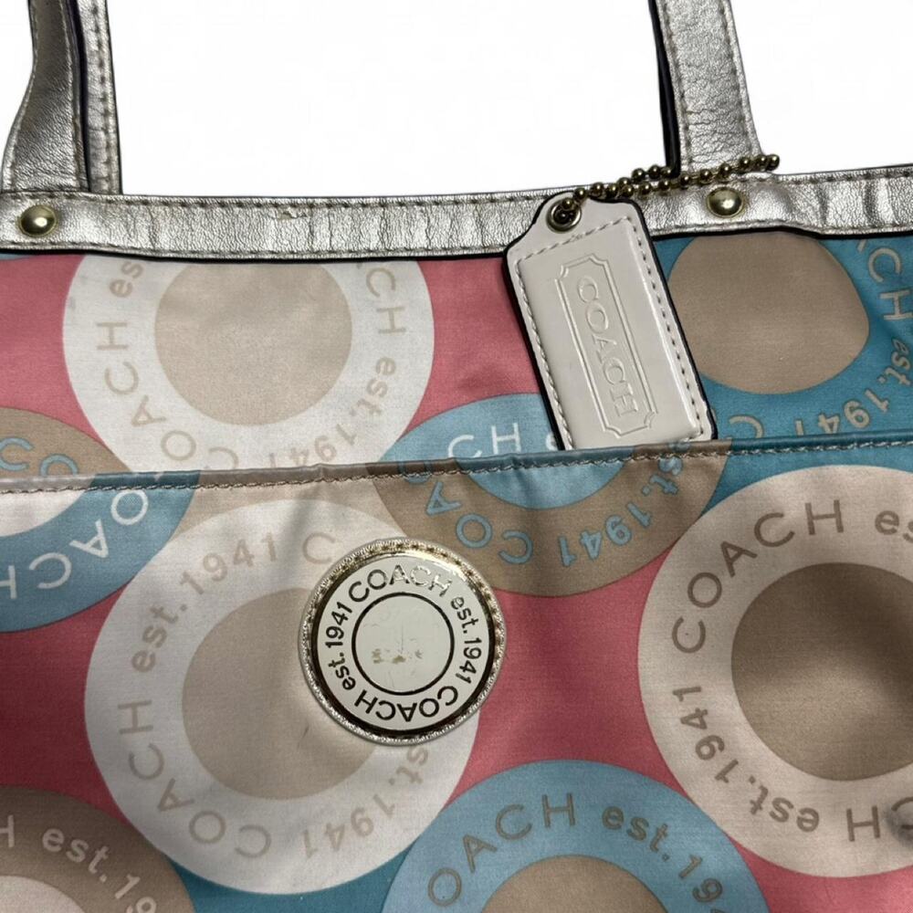 Coach Vintage Large Poppy Tote Purse - Bag Very Colorful Storage compartments - Picture 4 of 8